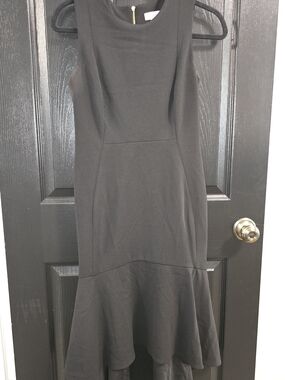 Calvin Klein Black Sleeveless High-Low Ruffle Hem Dress